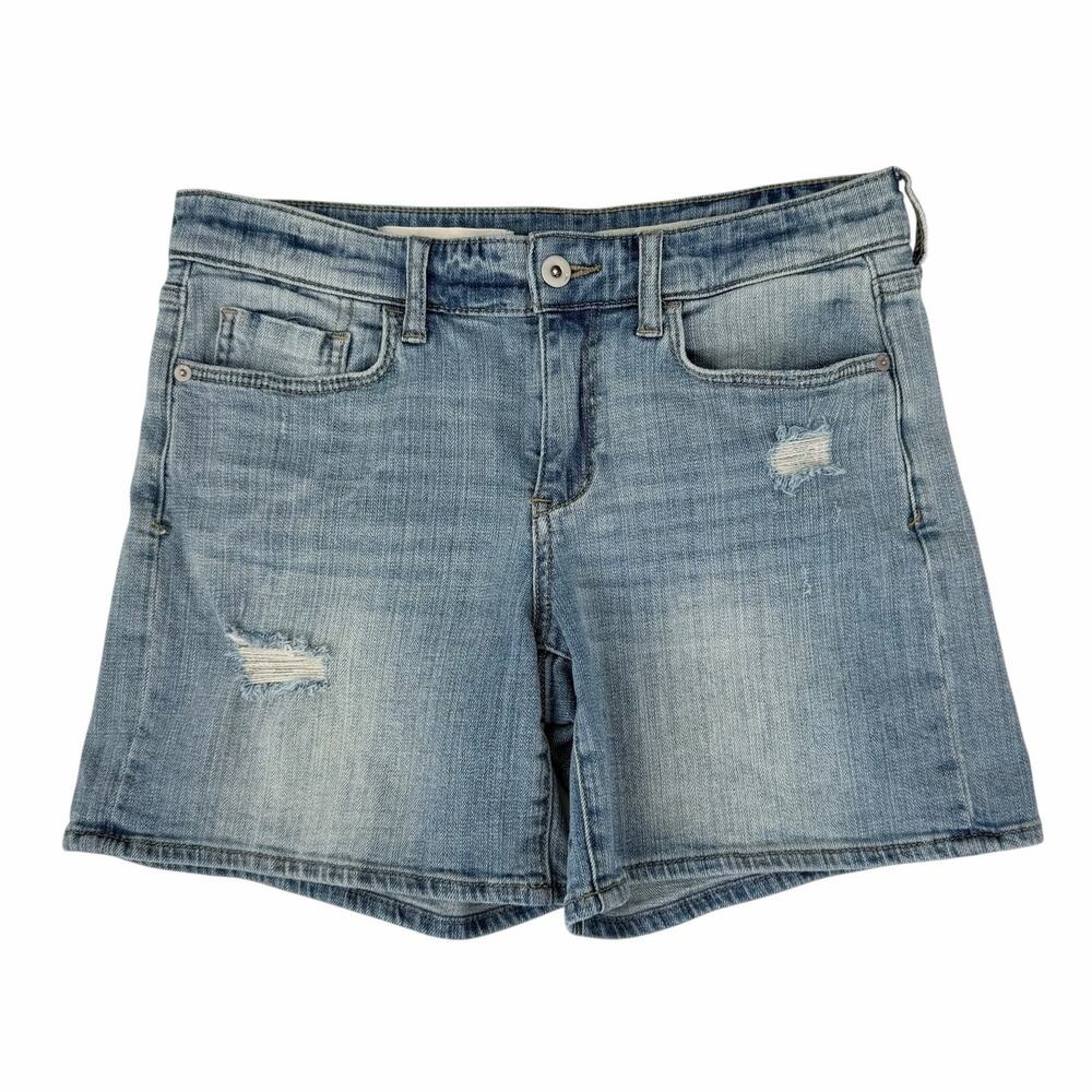 Pilcro and the Letterpress Anthropologie Slim Boyfriend Denim Distressed Shorts